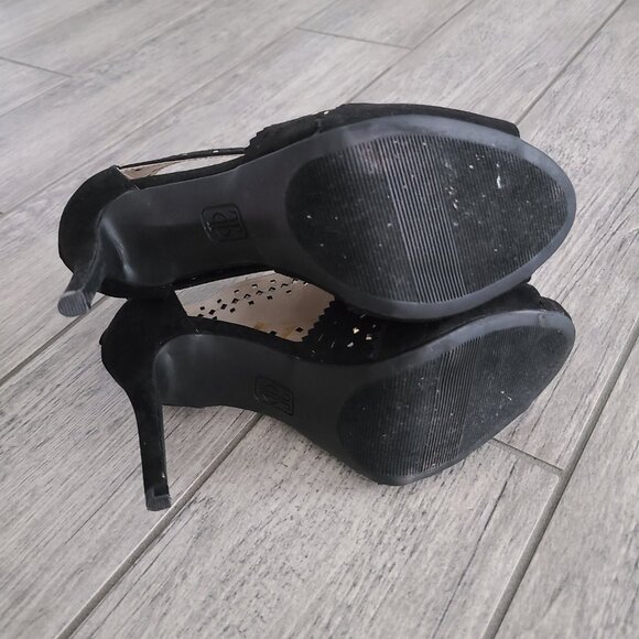 Jennifer Lopez Black Cutout Studded High Heel Sandals Size 8 - Picture 7 of 12